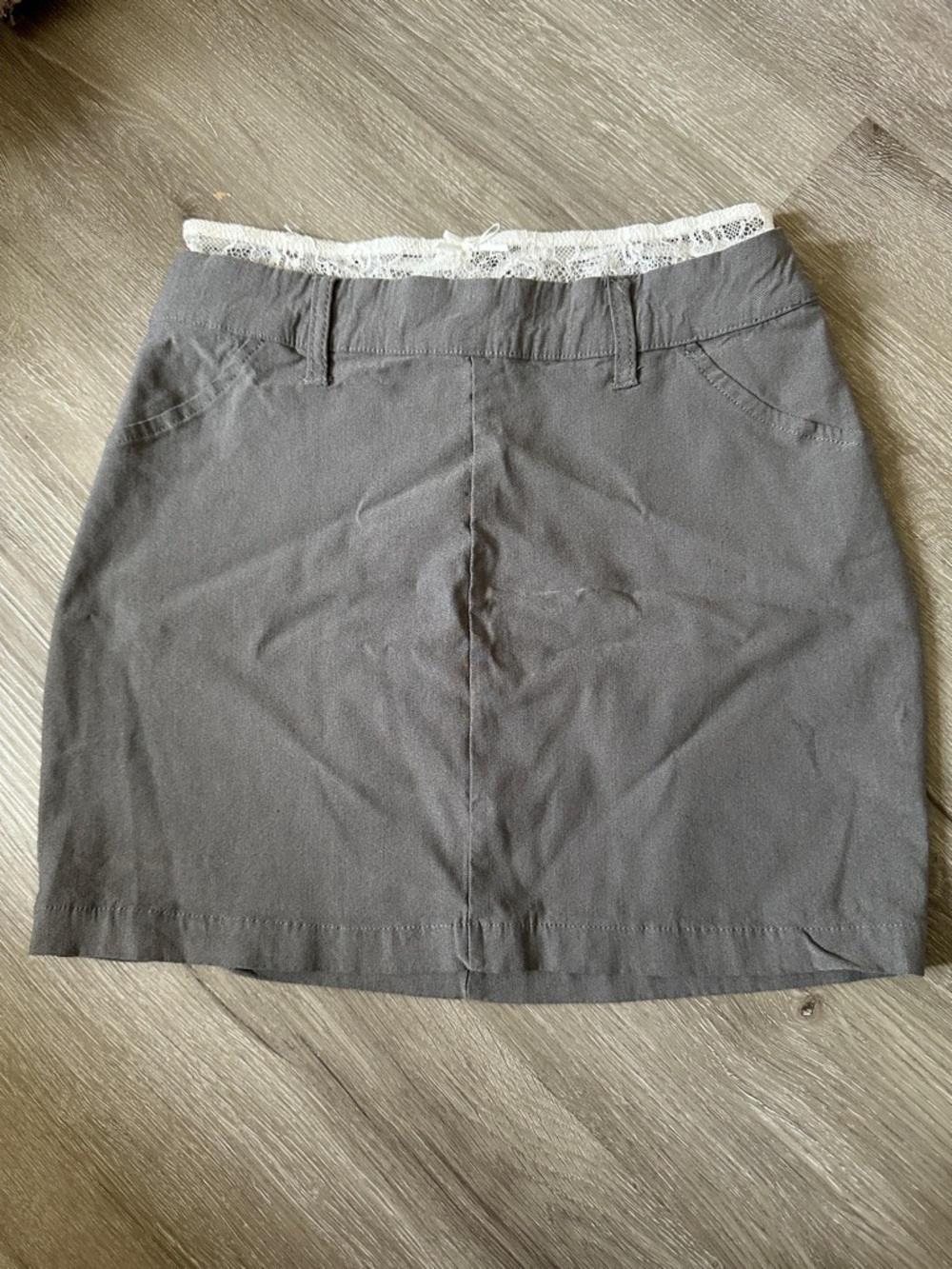 wild fable Gray Mini Skirt with White Lace Trim